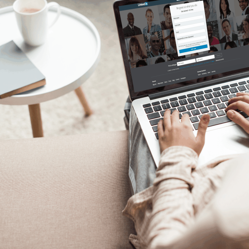 dietitian career coach typing on computer